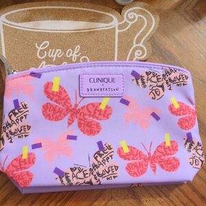 Clinique x Drawbertson Pink and Purple Butterfly Bag